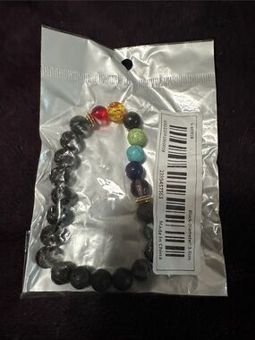 Black Beaded Bracelet with Multicolor Accent Beads NWT gift whimsical maximalist